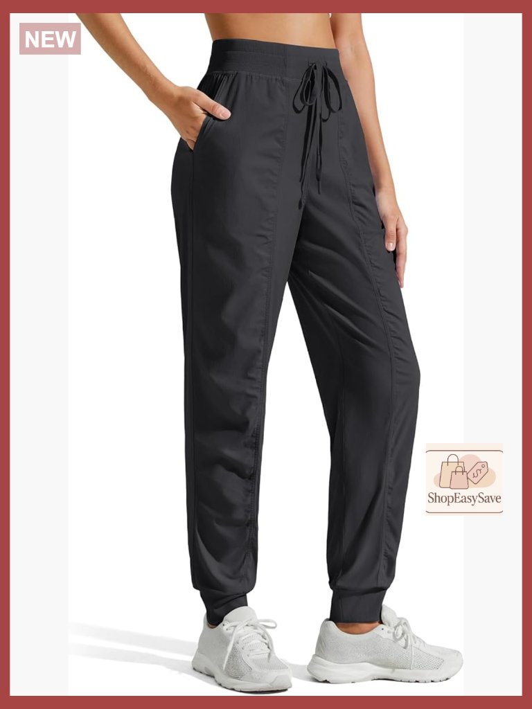 Lightweight Joggers With Pockets Drawstring Elastic Waist Ankle Cuffs High Rise